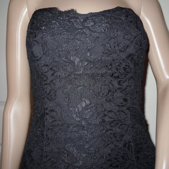White House Black Market Black Lace Asymmetric Hem Party Dress Sz 0 NWT $240 - Picture 3 of 13